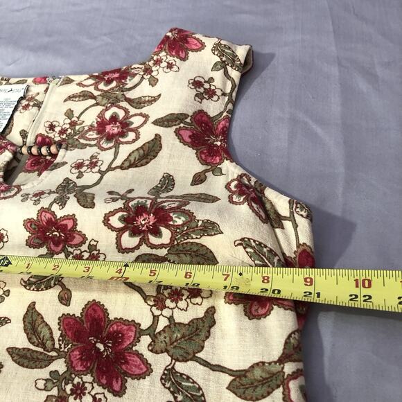 VTG White Stag Dress Womens Large Red Pink Floral Linen Rayon Sleeveless Boho - Picture 3 of 10